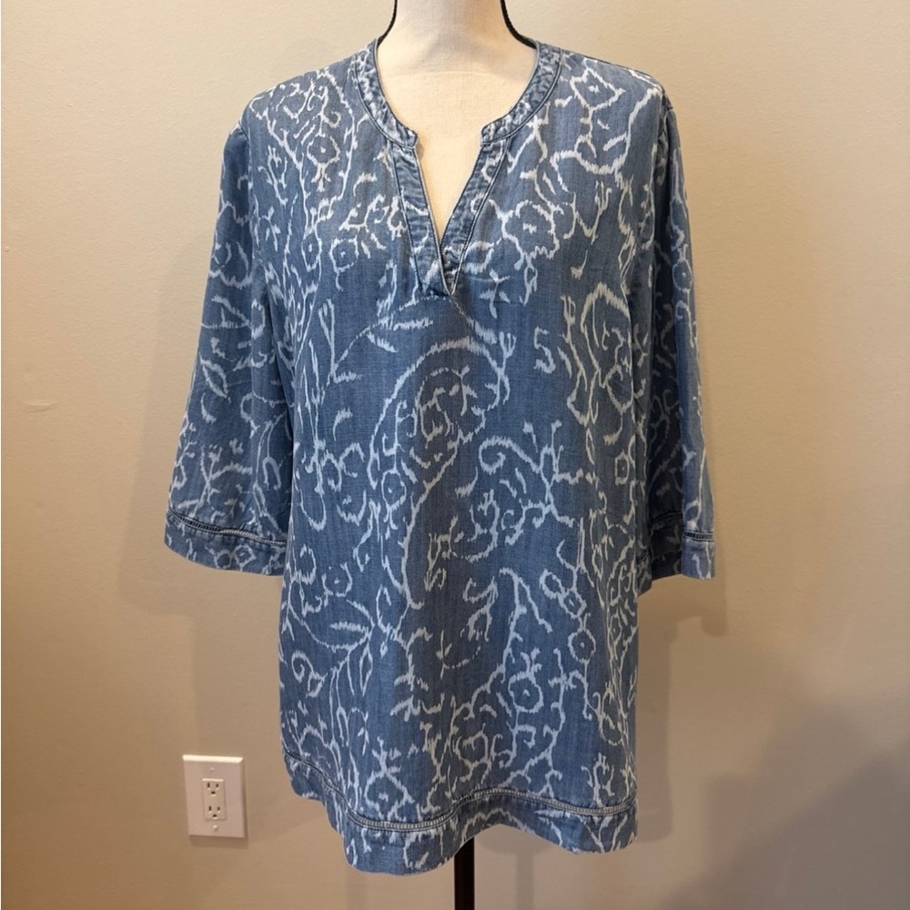 Chico's Indigo Floral Denim Tunic